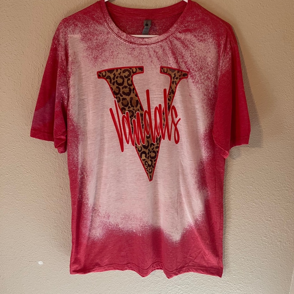 Next Level Apparel Pinkish Red and White Women's Tee Size L